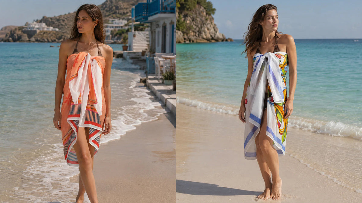 Modest Swim Looks Using a Beach Sarong and Kaftan