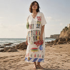 Abode Artistic Bookshelf Long Dress - Library Print