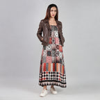 Celestial Tesserae Mosaic Print Spaghetti Strap Maxi Dress