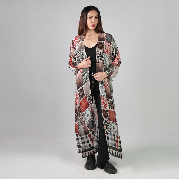 Celestial Tesserae Mosaic Print Kimono Dress - Multicolor Beach Cover Up