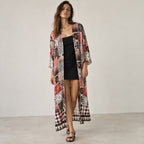 Celestial Tesserae Mosaic Print Kimono Dress - Multicolor
