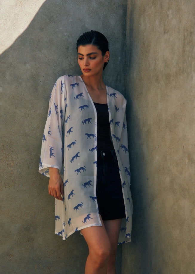 Leopard Luxe Printed Short Kimono