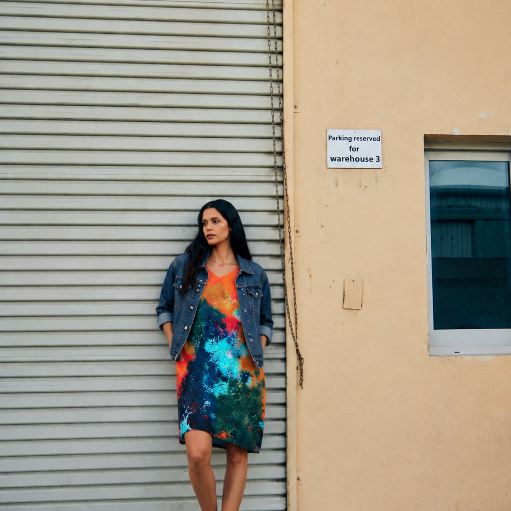 Canvas & Chaos Abstract Print Short Dress - Multicolor